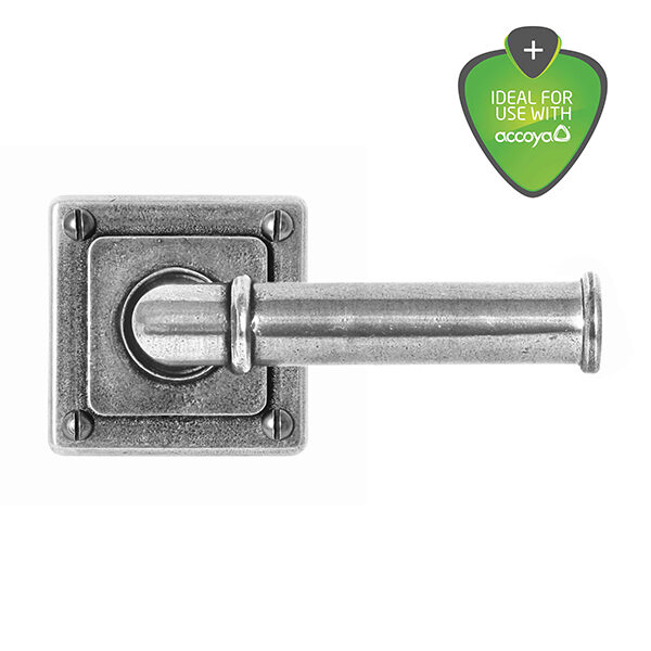 Wexford pewter door handle on square rose